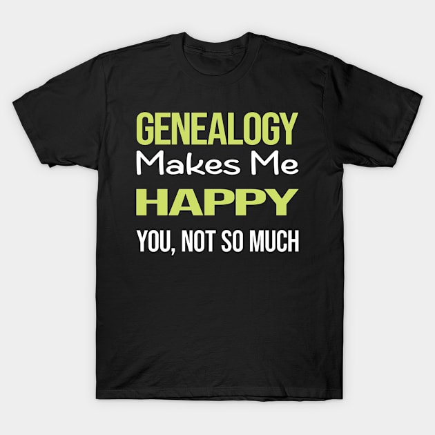 Funny Happy Genealogy Genealogist T-Shirt by symptomovertake